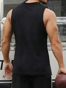 1pcs American Flag Printed Men's Tank Tops Patriotic Men's Casual Tank Tops 100% Pure Cotton For Summer  Casual Wear - Black - View 3