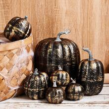 Halloween Decoration Set  7Pcs Artificial Simulation Pumpkins  Fall Harvest Craft Decor For Home - Rượu sâm banh - Xem 1