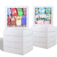 20pcs - Paper Bread Box With Window, White, Black, Pink And Wood Color, Food Safe Gift Container - Perfect For Packing Macarons, Chocolate Sandwiches, Desserts, Candies, Wedding Party Packaging Boxes, Summer Party Packaging Boxes, Family Parties, Gift Packaging Boxes, Dessert Packaging Boxes - 白色 - 查看 1