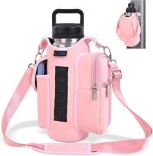 Icolor Magnetic Gym Bag Water Bottle Carrier Holder With Phone Pockets &Amp; Shoulder Strap,5 Built-In Magnets Gym Bottle Pouch Sleeve,Magnetic Bag Gym Accessories Organizer For Men Women - Pink - View 1