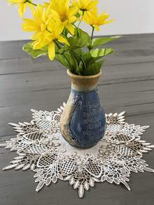 100% Polyester Embroidered Lace Hollow-Out Round Tablecloth, Suitable For Kitchen, Dining Room, Living Room, Round Dining Table, Home Decor, Holiday Decor, Birthday, Villa Party, Outdoor Picnic, Party, Wedding, 1pc - Multicolor - View 6