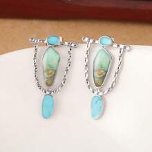 [Pendientes vintage] 1 par de pendientes vintage elegantes con colgante de gema verde, adecuados para bodas y ocasiones especiales