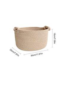 1 件加厚可折叠超大洗衣篮，毛毯篮，手工编织篮，带吉祥扣手柄，用于存放衣服、毛毯、靠垫、玩具、杂物、鞋子，适用于卧室、洗衣房、走廊、现代波西米亚风绳子植物衣架、木藤几何篮子、天然混合金属框架装饰，适用于沿海花园装饰 - 米色 - 查看 3