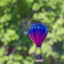 Starsoul Hot Balloon Solar Lantern With Flower Projection Metal Outdoor Waterproof Hot Balloon Solar Lights Hanging Lantern For Garden Yard Patio Decor - Purple+Blue - 查看 8