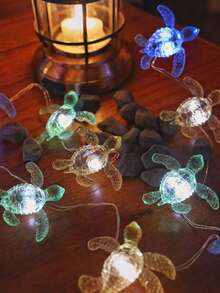 1 buah Lampu Hias Tema Pantai 20 LED Bentuk Penyu Laut Lucu, Lampu Dekorasi Fantasi Laut, Cocok untuk Pohon Natal, Kamar Tidur Liburan, Pesta Pernikahan & Ulang Tahun, Dekorasi Dalam & Luar Ruangan - MultiWarna - View 5