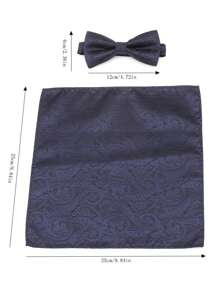 Set de 3 piezas que incluye corbata con estampado retro de cachemira, pañuelo y gemelos, accesorios formales para padrinos de boda y negocios