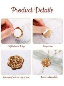 20/30/50/100 Pcs Wax Seal Stickers, You're Invited Wedding Invitation Envelope Seal Stickers, Self Adhesive Envelope Seals, Perfect For Wedding, Invitation, Envelopes, Gift Wrapping, Christmas - Bronze - View 8
