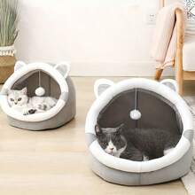 Cama-cueva ultraconfortable con diseño de gato de dibujos animados - Refugio aislado para gatitos que brinda calidez y confort - Adorable casa interior para mascotas