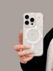 Flashing Star-Shaped Magnetic Phone Case Full Body MagSafe Charging Support Protection Anti-Scratch Non-Yellowing Transparent Smartphone Cover Gift For Galaxy S24/S24 Plus/S24 UlTRA/Galaxy S23/S23 +/S22 Ect ,Apple Phone 11/11 Pro/11 Pro Max 12/12 Pro/12 Pro Max/13/13 Pro/13 Pro Max/14/14 Plus/14 Pro/14 Pro Max/15/15 Plus/15 Pro/15 Pro Max/16/16 Pro/16 Plus/16 Pro Max/16E/X/XS/XSMax/TPU Material Protective Case,Cartoon 2-In-1 Magnetic Phone Protective, The Best Birthday Gift For Your Friends And Family, Suitable For Both Men And Women