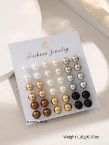 36 件经典简约圆形仿珍珠耳环套装，优雅百搭的女士耳钉，适合日常约会、派对珠宝搭配