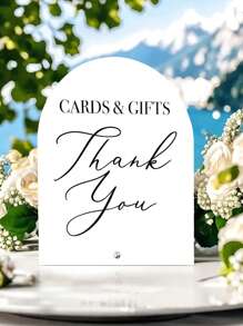 1pc 2D Flat Elegant Acrylic Arch Sign With "Cards & Gifts" And "Thank You" Message - Multipurpose For Wedding, Party, Home Decor, Welcome Table, Events, Gift Display, Wedding Decor | Graceful Script Design |, Wedding Decor