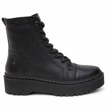 USEVITTAL Women's Laura Caramel Or Black Leather Lace-Up Combat Boot In Black Vittal - màu đen - Xem 4