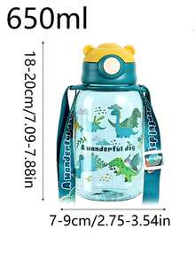 1pc650ml Dinosaur Cartoon Children's Water Cup, Portable Backpack Straw Cup For Boys And Girls Going To School, Student Return Water Cup, Suitable For Students To Use When Returning To School