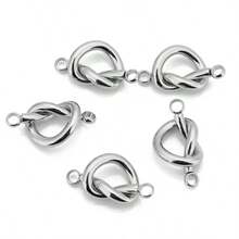 5pcs/Lot Stainless Steel Knot Connector For Bracelets Double Hole Cross Heart Charm DIY Jewelry Making Necklace Earring Supplies