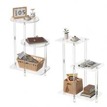 1 Set Estantería acrilica de 5 niveles extra grande y duradera, estante de exhibición minimalista moderno redondo/cuadrado, multicolor, adecuado para dormitorio, baño, sala de estar, uso en todas las estaciones