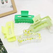 4 Stück/Set grüne Birnen Design transluzente Farbverlauf Muster gemischte Haarklammern, mittlere Größe, stilvolle Accessoires für Frauen Mode Haaraccessoires elegante Haarspange