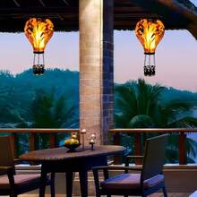 Starsoul Hot Balloon Solar Lantern With Flower Projection Metal Outdoor Waterproof Hot Balloon Solar Lights Hanging Lantern For Garden Yard Patio Decor - 紮染-G - 查看 7