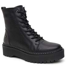 USEVITTAL Women's Laura Caramel Or Black Leather Lace-Up Combat Boot In Black Vittal - màu đen - Xem 5