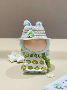 (Hat Only)1pc Doll Hat,Vacation Style/Hawaiian Style Plumeria Straw Hat, Hibiscus Straw Hat, Suitable For Taking To The Beach For Vacation Trips.