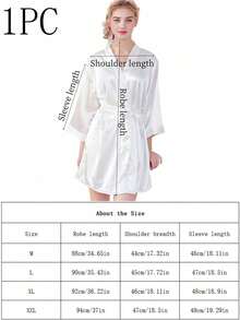 1 件女式新娘和服长袍，春夏婚礼睡衣，丝绸新娘浴袍，性感家居服返校 - 白色 - 查看 3