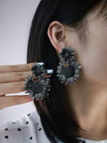 Pendientes exagerados retro tipo girasol, margarita, pendientes con diseño lujoso y de moda tipo clavos para que las mujeres los usen a diario