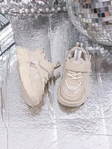 2025 Nouvelles Baskets Décontractées pour Enfants Printemps/Automne, Unisexe, Avec Patches de Couleurs Vives sur le Dessus, Semelles Épaisses Souples et Anti-Dérapantes - Beige - Voir 5