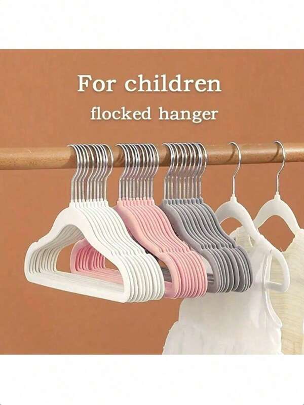 20 stuks/10 stuks gevlokte kinderkledinghangers, antislip droogrekken, gevlokte babyhangers - antislip hangers geschikt voor baby-, peuter- en babykleding - garderobekleerhangers voor kinderen met slank ontwerp, essentiële opbergruimte voor thuis