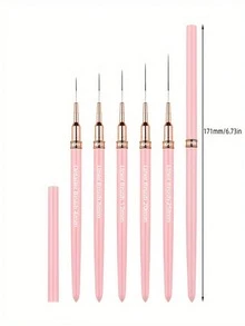 1 套美甲勾线笔，5 支美甲彩绘笔，适用于持久凝胶美甲设计，彩绘工具让您自由 DIY 美甲图案，易于使用。 - 淺粉色 - 查看 5