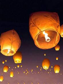 Conjunto de 20 lanternas de papel/lanternas voadoras/lanternas dos desejos, em papel branco oval resistente ao fogo, tamanho grande, ideais para decoração de casamentos, festas e festivais, esportes na praia, eventos festivos, fácil instalação. - Multicolorido - Ver 12