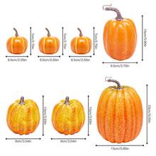 Juego de decoración de Halloween 7 piezas de calabazas artificiales de simulación, decoración de artesanía de cosecha de otoño para el hogar - Rojo - Ver 11