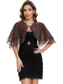 Women's Sheer Shawls And Wraps Evening Dresses Soft Wedding Cape Lightweight Bridesmaid Scarves Cover Up - màu nâu - Xem 1