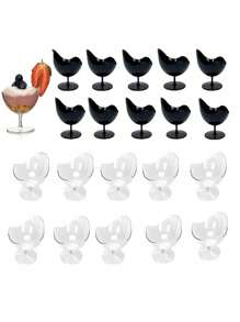 10 Stücke/Set einzigartige Form klare und schwarze Kunststoff Dessertbecher - Einweg-Muschelformen für Mousse, Eis, Vorspeisen, Käsepudding - Multifunktionale Party-Accessoires für Hochzeiten, Geburtstage, Junggesellinnenabschiede, Abschlüsse und Festivals