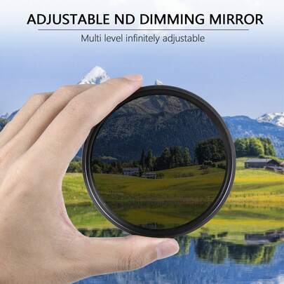 Eonix 可变ND2-400圆形镜头滤镜 - 光学玻璃相机滤镜，8档光圈调节（ND2-ND400），无偏色，适用于瀑布和风景摄影的中性密度滤镜，适合专业摄影，可控制光线，渐变平滑，结构坚固耐用，适用于户外拍摄。