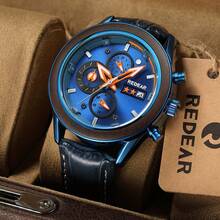 1 قطعة ساعة خشبية مخصصة للرجال، ساعة خشبية مخصصة للحبيب، الخطيب، الزوج، عيد الميلاد، الذكرى السنوية - أزرق داكن - مشاهدة 5