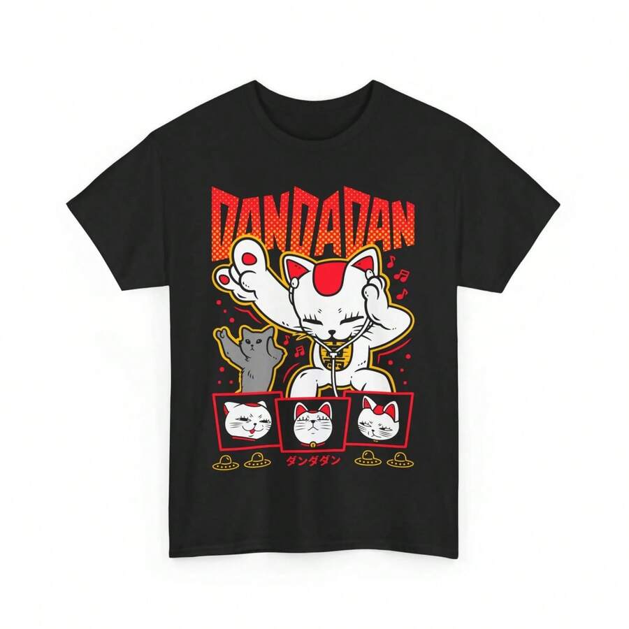 Anime Dandadan Cat Turbo-Granny Merch T-Shirt Men Women Cotton Tees Short Sleeve Y2k Tops Unisex Summer Male Clothing Streetwear - 黑色 - 查看 1
