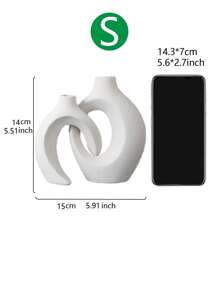 1pc White Vases For Decor,Nordic Heart Shaped Ceramic Vase Set Of 2,Modern Vase For Table Centerpiece Dining Living Room Office Coffee Table Wedding House Decoration
