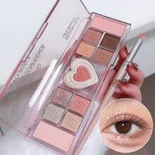 12色爱心蜜桃眼影盘彩妆珠光闪耀大地色防水初学者自然少女系列