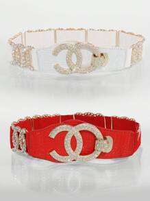 1 Stück Damen Strass Elastischer Taillengürtel, modisches Tailleneband mit Kristall Verzierung, vielseitig kombinierbar mit Kleidern Sommer, Schule
