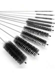 10 Peças Escova de Limpeza Reutilizável para Canudos - Limpador de Aço Inoxidável 304 para Canudos de Vidro, Silicone, Metal, Bicos de Bule, Garrafas Pequenas
