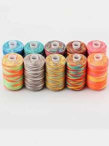10 件彩虹色杂色涤纶缝纫机线，通用线，每件 1000 码，适用于手工缝纫、绗缝、刺绣和缝纫机使用 - 10色 - 查看 12