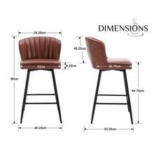 Chairus Barstools Kitchen Set Of 2 Counter Bar Stools Velvet High Stool Chair With Metal Legs - Brown - View 3