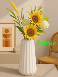 三种尺寸白色几何花瓶 - 现代陶瓷装饰，适合夏季客厅、置物架、乔迁或毕业礼物、简约插花，也适用于卧室和玄关家居装饰，玻璃花瓶 - 彩色 - 查看 4