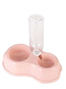 1pc宠物饮水器喂食器猫水碗双碗塑料自动饮水瓶狗碗宠物用品狗碗猫碗护颈双碗自动饮水狗粮壶猫饮水防翻宠物碗 - 彩色 - 查看 15