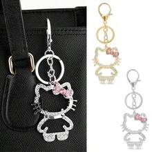 Sanrio Hello Kitty Backpack Pendant Keychain Hollow Design Rhinestones KT Cat Keychain Girl Jewelry Accessories Birthday Gifts - Multicolor - View 2