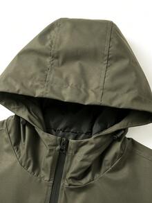 Veste à capuche pour hommes avec poches utilitaires de couleur contrastante, printemps/automne - Vert - Voir 4