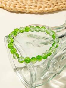 imoli 7pcs/Set Minimalist Gradient Glass Bead Bracelet Set For Women, Dopamine Color Jewelry, Perfect Daily Wear & Gift