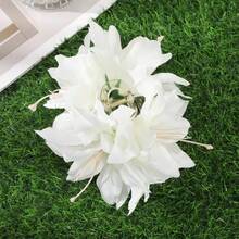 1 pieza Accesorio para el cabello con clip lateral con flor de lirio simulada de estilo de vacaciones de verano para niñas, pasador floral decorativo de estilo de vacaciones de playa para niñas, pasador lateral con flor de orquídea de mariposa simulada de vacaciones de verano para mujeres, accesorios de moda para el cabello, elegante clip para el cabello para mujeres