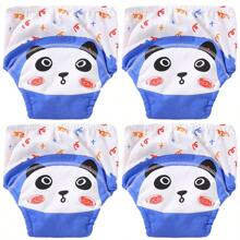 4 Stück dünne positionierte Tierdruck Baby Jungen/Mädchen Trainingshosen, weich & bequeme wiederverwendbare Stoffwindeln, unverzichtbares Geschenk für Babys