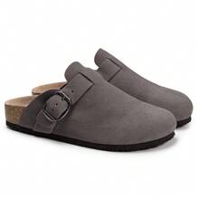 Men's Clogs With Arch Support Adjustable Strap Buckle Suede Round Toe Clogs Size 7-14