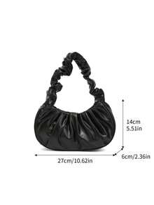 褶皱云朵单肩包大容量小众设计女士新款斜挎腋下包2025时尚秋季手提包 - 黑色 - 查看 5